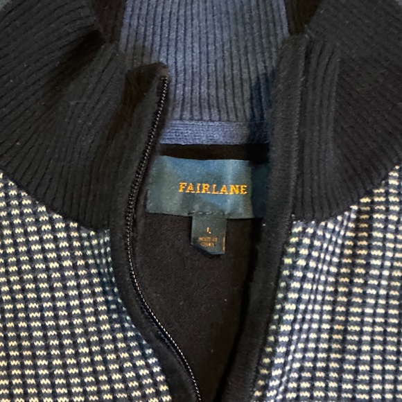 Fairlane Men's Black and Gray 1/4 Zip Cashmere Blend Sweater - Picture 2 of 4